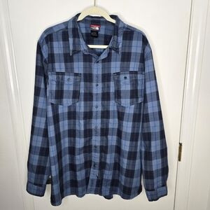 The North Face Blue Plaid Casual Snap Button Down Shirt XXL